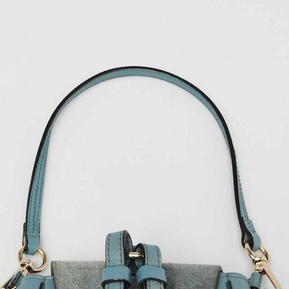 Chloe Light Blue Leather and Suede Mini Faye Backpack Bag - Picture 8 of 11